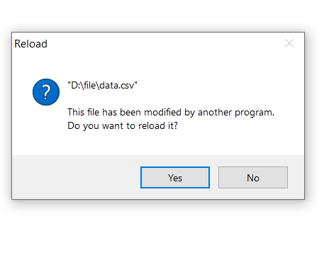 Reload - This file has been modified by another program. Do you want to reload it